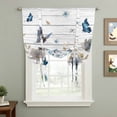 thumbnail image 2 of Watercolor Floral Balloon Curtains 63 Inch Length for Living Room/Bedroom, Blue Flowers Butterflies Spring Wood Grain Rod Pocket Privacy Door Curtains Decorative Tie Up Shade for Window 52"x63", 2 of 8