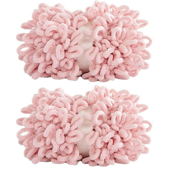 100g 9m 2pack Bulky Loop Yarn for Finger Knitting Soft,Off The Hook Loop Yarn,No-Needle Craft Chenille Yarn for Crocheting, Hand-Knitting Yarn