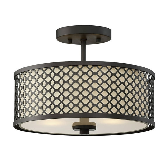 Trade Winds Hutchins Lattice Semi-Flush Mount Ceiling Light in Oil Rubbed Bronze