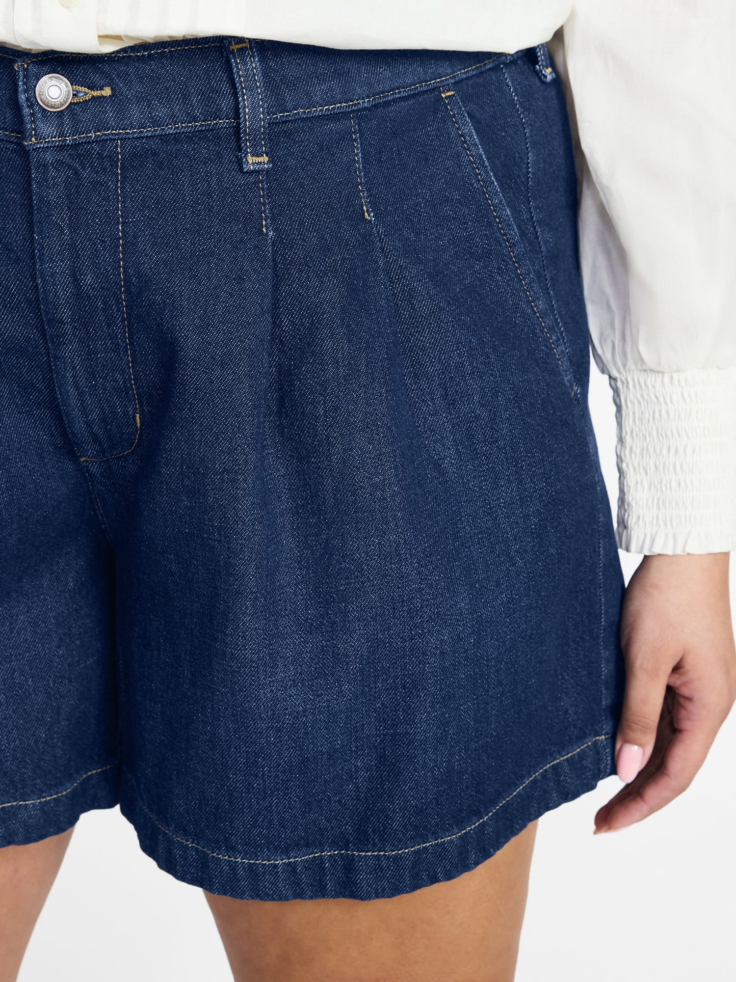 Terra & Sky Women's Plus Drapey Denim Shorts