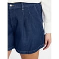 thumbnail image 4 of Terra & Sky Women's Plus Size Drapey Denim Shorts, Sizes 16W-26W, 4 of 5