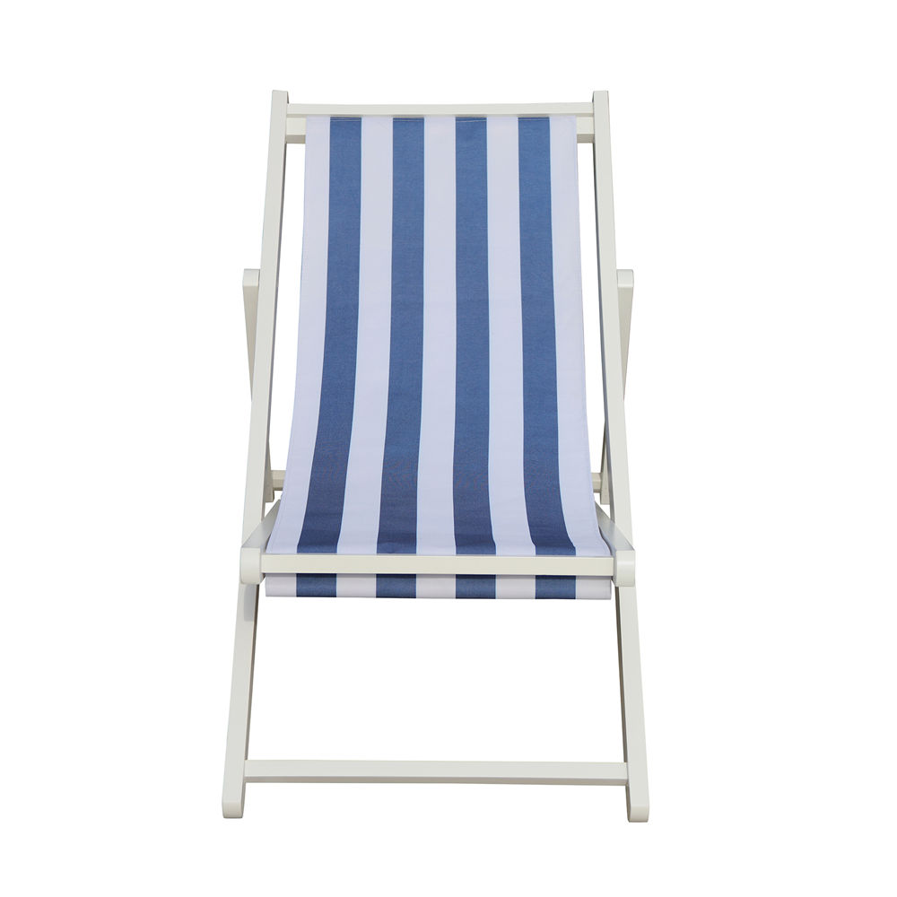 Beach Lounge Chair Wood Sling Chair Navy Style Back Adjustable Outdoor Chaise Lounge for Garden Patio Light Blue - image 4 of 7