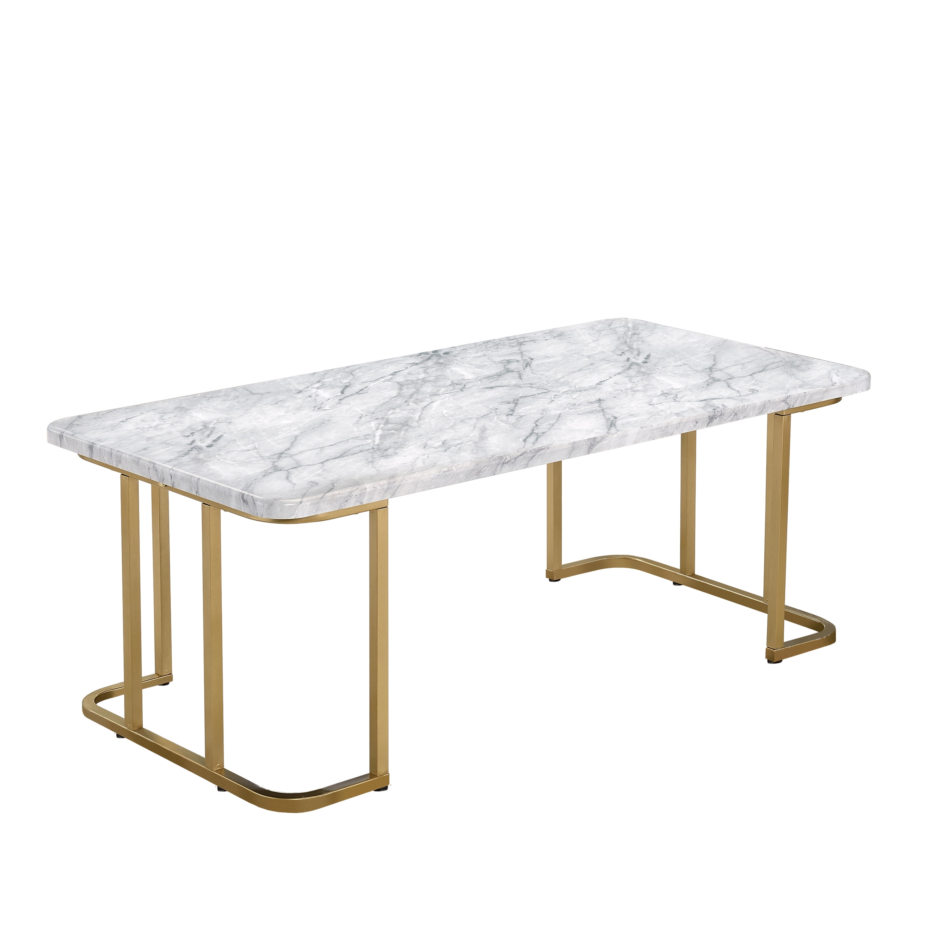 Furniture of America Musel Contemporary Marble Coffee Table, White/Gold ...
