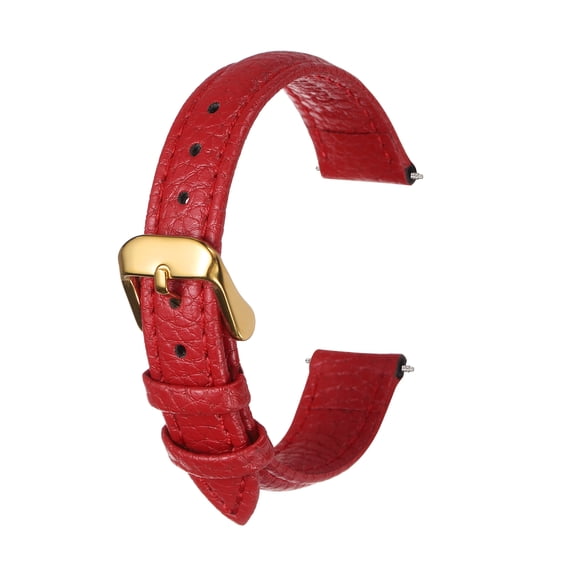 Uxcell Leather Watch Band 14mm Vintage Textured Padded Leather Watch Strap Quick Release Replacement Wristband with Stainless Steel Pin Buckle for Men and Women, Red
