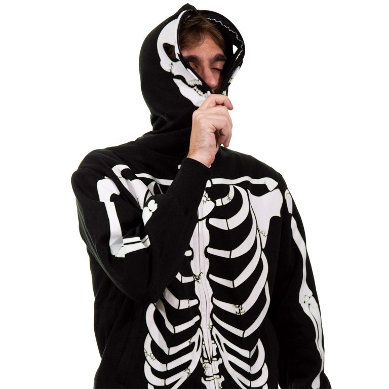 Full-Zip Up Glow in the Dark Skeleton Sweatshirt Hoodie - Walmart.com