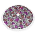 thumbnail image 2 of Christmas Tree Skirt, purple hearts zebra leopard Christmas Tree Decorations Indoor, Tree Skirts Mat With Tassel Trim for Halloween New Year Holiday Christmas Party Decor 30 Inches, 2 of 7