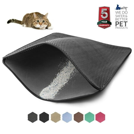 WePet Cat Litter Mat, Kitty Litter Trapping Mat, Large Size, Honeycomb Double Layer Mats, No Phthalate, Urine Waterproof, Easy Clean, Scatter Control, Catcher Litter Box Rug Carpet 30x25 Inch (Best Way To Clean Cat Urine From Carpet)