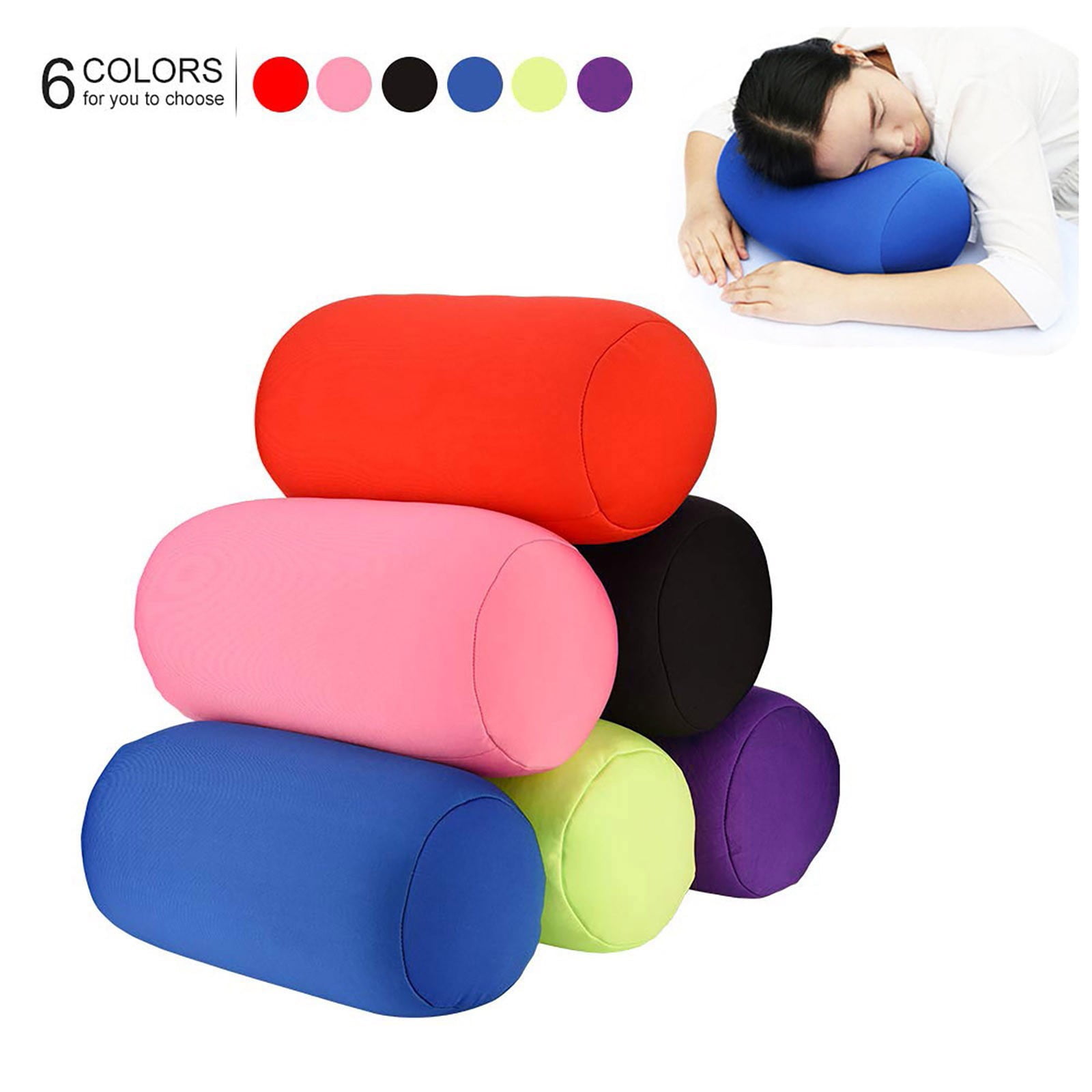 Micro Mini Microbead Cushion Roll Pillow Travel Home Sleeping Neck Support 