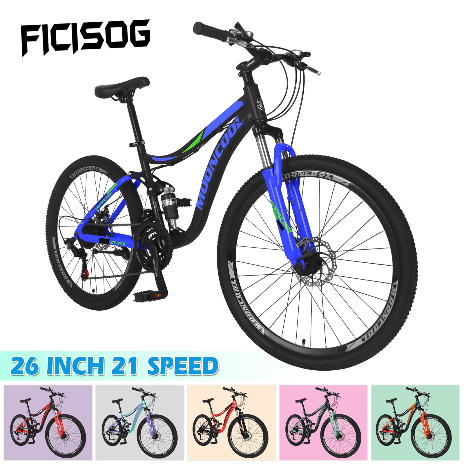 Women Adult 26 Inch Outroad Mountain Bike Front Suspension Aluminum Frame Road Bikes Mountain Bikes Trail Bike 21 Speed ​​Gears Dual Disc Brakes Mountain Bicycle for Men 