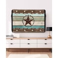 thumbnail image 3 of Outdoor TV Cover 60 to 65 Inch Weatherproof, Farmhouse Waterproof TV Screen Protector for Outside Decor with Zipper and Pocket 58"L x 37"H , Wood Texture Barn Star Brown Turquoise, 3 of 7