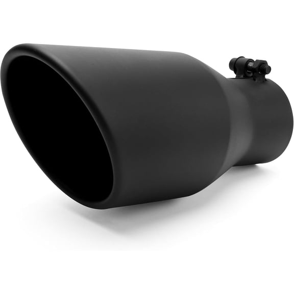 Richeer 2.5 Inch Exhaust Tip, 2 1/2" Inlet 4" Outlet 9" Length Stainless Steel Exhaust Tip with Black Powder Coated Finish Universal for Vehicles with 2.5" O.D. Tailpipe, Bolt on