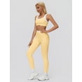 thumbnail image 5 of IBTOM CASTLE Womens Two Piece Workout Sets Double Layer Sports Bra Matching Tummy Control High Wait Leggings Active Gym Outfit Yellow, 5 of 7