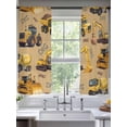 thumbnail image 2 of Construction Truck Sheer Curtains 63 Inch Length 2 Panels for Living Room, Cartoon Grips and Bulldozers Turmeric Voile Kitchen Curtain Set, Luxury Privacy Drapes Window Treatment for Bedroom, 2 of 7