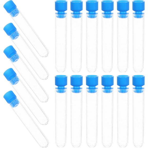 PAMINGONO 50Pcs Clear Plastic Test Tubes for Scientists Cylindrical Shape Material