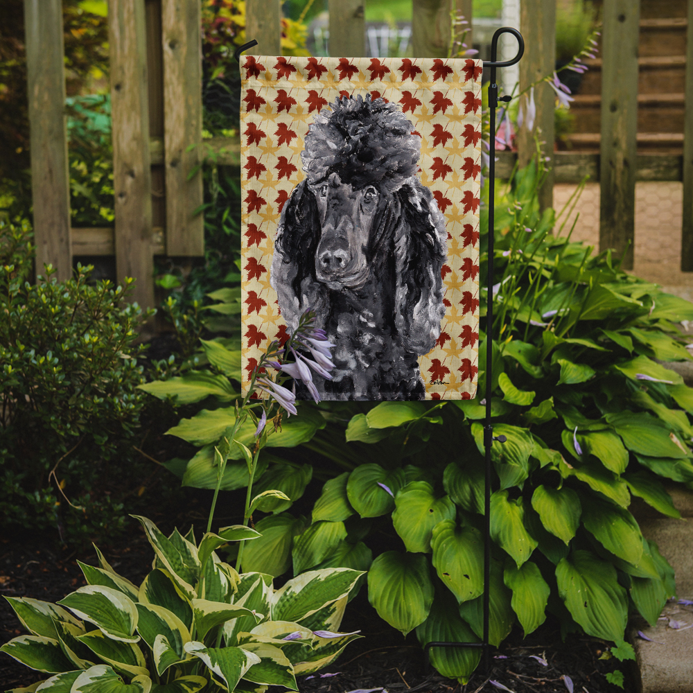Black Standard Poodle Fall Leaves Garden Flag