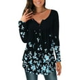 thumbnail image 1 of Kiapeise Womens Casual Long Sleeve Tops Flower Printing Front Button up Tunic Tops Shirts Blouse, 1 of 8