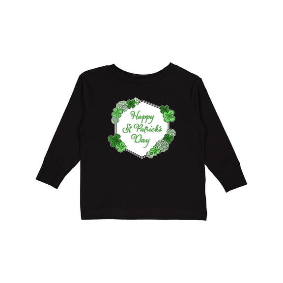 Inktastic Happy St. Patrick's Day Clovers Boys or Girls Long Sleeve Toddler T-Shirt