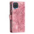 thumbnail image 5 of Nalacover for Samsung Galaxy A12 5G Embossed Floral Pattern PU Leather Crossbody Case with Shoulder Strap,Shockproof Magnetic Flip Kickstand Credit Card Slots Zipper Pocket Wallet Phone Case,Pink, 5 of 10