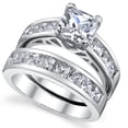 thumbnail image 3 of Bague de Fiançailles de Mariage pour Femmes 1 Carat en Zircon Cubique Radieux et Argent Sterling 925 Ensemble 7, 3 of 4