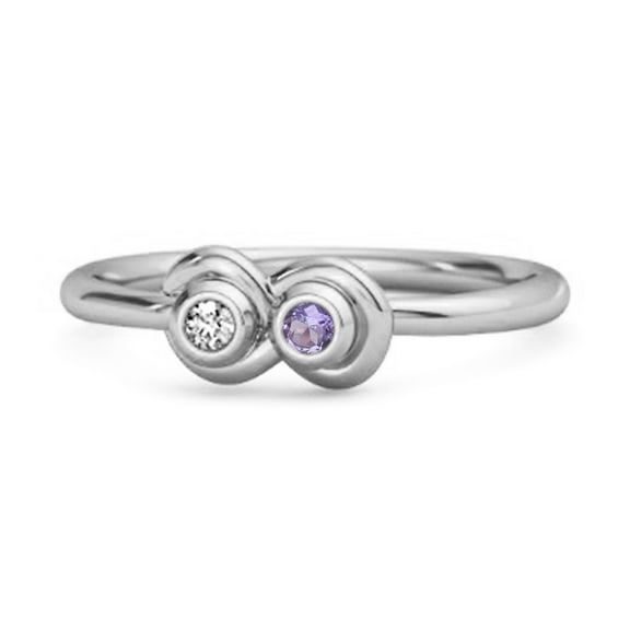 Dual Stone 0.10 Cts Amethyst 925 Sterling Silver Infinity Lovers Women Valentines Day Gifts Ring