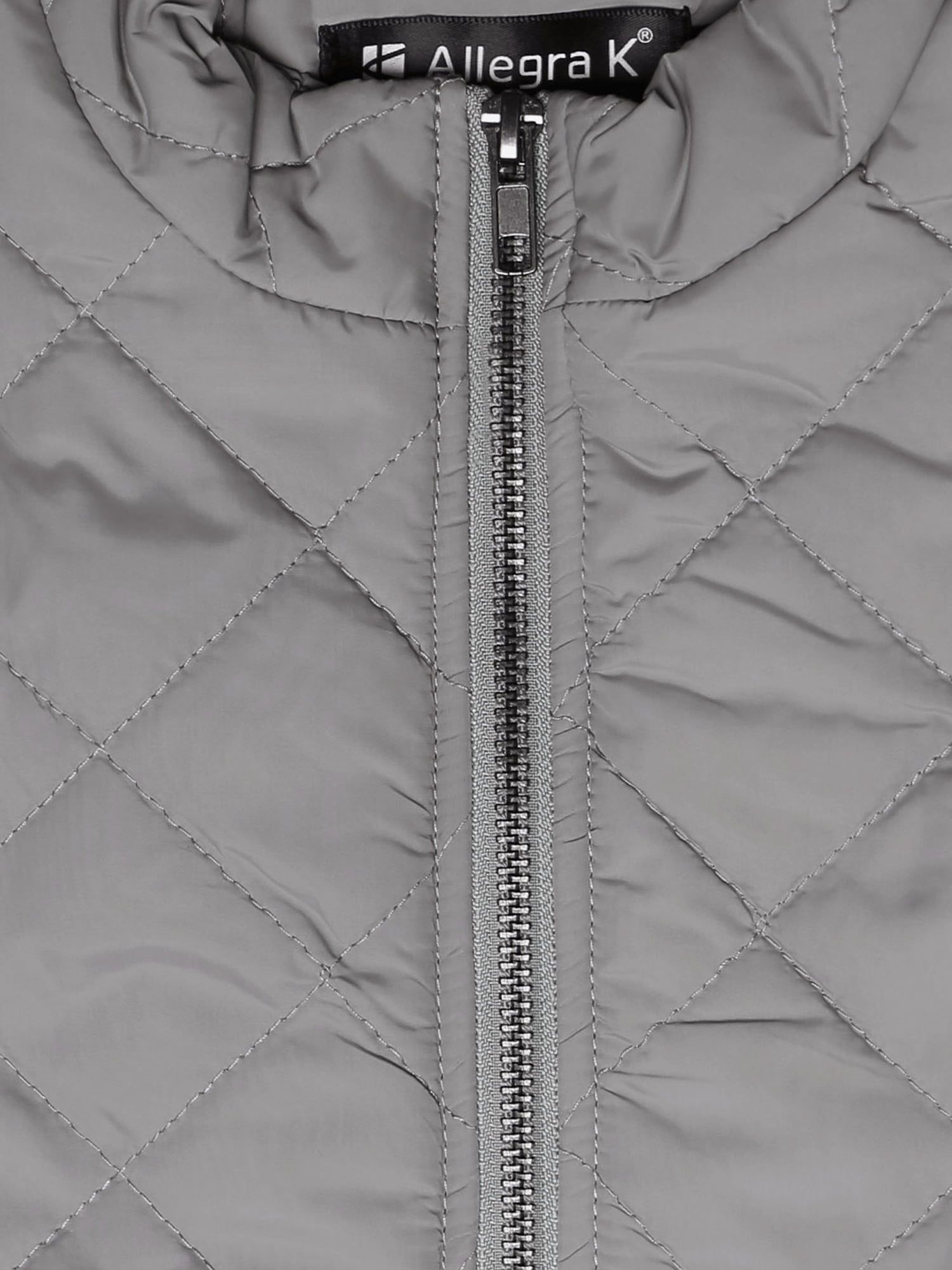 DARING DIVA Women's Zip Stand Collar Quilted Padded Vest L Gray