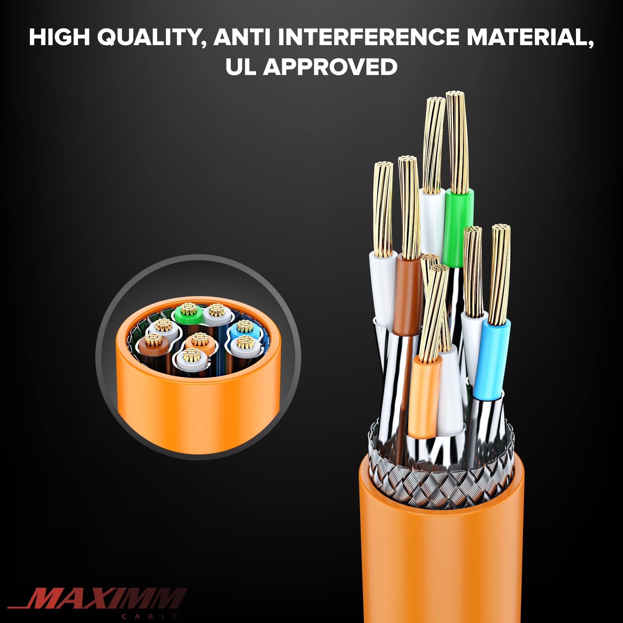 Cat 7 Ethernet Cable 100 ft - High-Speed Cat7 Internet & Network LAN Patch Cables, RJ45 Connectors - Perfect for Gaming, Streaming, and More (Orange)