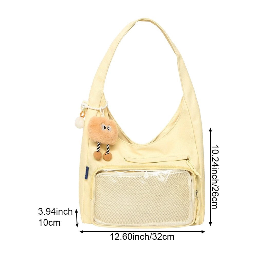 Kawaii Ita Bag Shoulder Bag for Women Large Capacity Tote Bag Clear Window Anime Pin Display Messenger Bag Handbags Purse