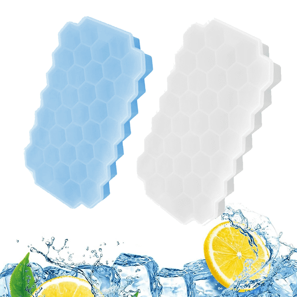Bandejas para cubitos de hielo, moldes flexibles para cubitos de hielo con tapa, para bebidas frías, whisky y cócteles