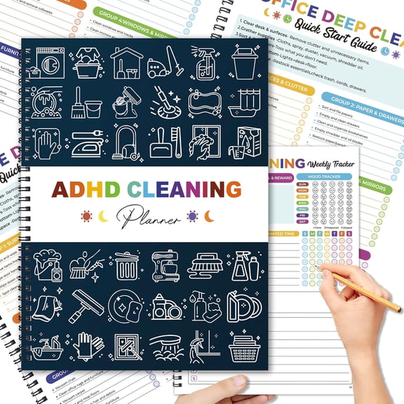 ADHD Cleaning Planner for Adults - Cleaning Schedule and Checklist Organizer, Daily & Weekly & Monthly Household Cleaning Planners for ADHD Minds, Clear Logic Stress-Free Housework