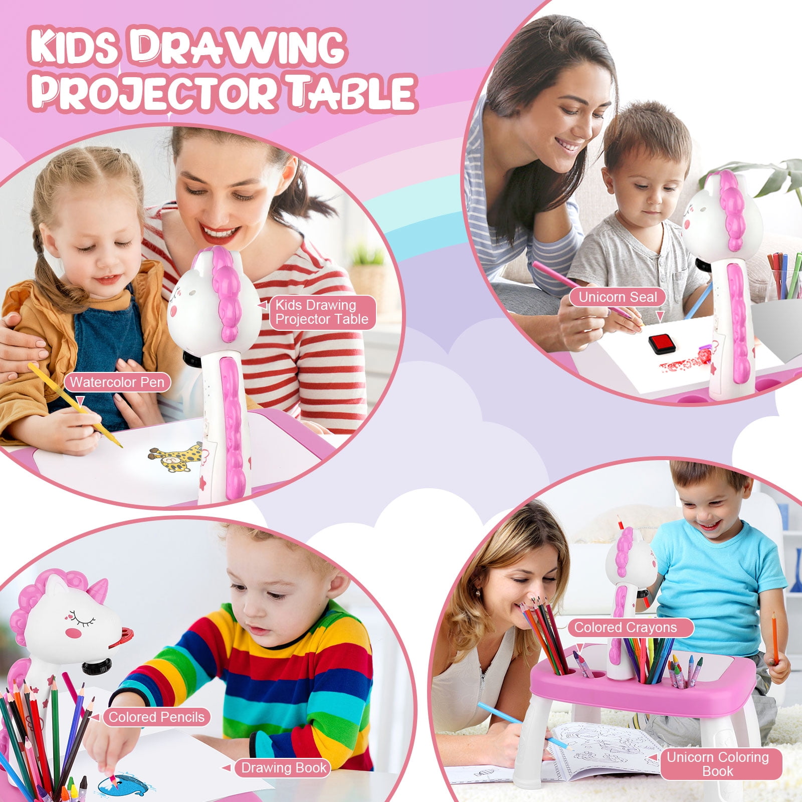 Sumsoltic Unicorn Drawing Projector Art and Craft Kit for 3+ Years