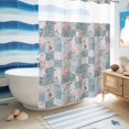 thumbnail image 5 of No Hook Shower Curtain, Blue Pink Botanical Shower Curtains for Bathroom with See Through Top Window, Spring Floral Vintage Waterproof & Washable Bath Curtain Extra Long 72"x84", 5 of 9