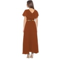 thumbnail image 3 of eloria Women's Georgette Frilled Design V Neck Sleevless Party Long Maxi Dress, Color : Brown | Size : 3XL, 3 of 6