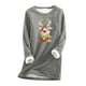 thumbnail image 2 of Pntutb Mujeres Sudadera de lana gruesa Estampado de Navidad Terciopelo Cálido O-cuello Ropa interior top Pntutb Pntutb-4554, 2 of 3