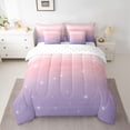 thumbnail image 2 of Homewish Starry Sky 7-Piece Twin Bedding Sets,Ink Painting Aesthetic Bedding Comforter Set,Pink Purple Ombre Sheet Sets For Girls Teens,Microfiber Bedroom Decor Reversible, 2 of 8