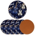 thumbnail image 2 of Musical Instrument 6pcs Round Coasters Set, Microfiber Leather Drink Coasters, 11x11 cm/4.3x4.3 in Size for Decoration, 2 of 6