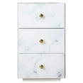 thumbnail image 2 of Elegant White Marble Glass Bedside Table with 3 Drawers - INTA009, 2 of 5
