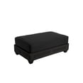thumbnail image 2 of Chic Home Prezton Linen Contemporary Nail head detailing Wooden Leg Ottoman, Black, 2 of 8
