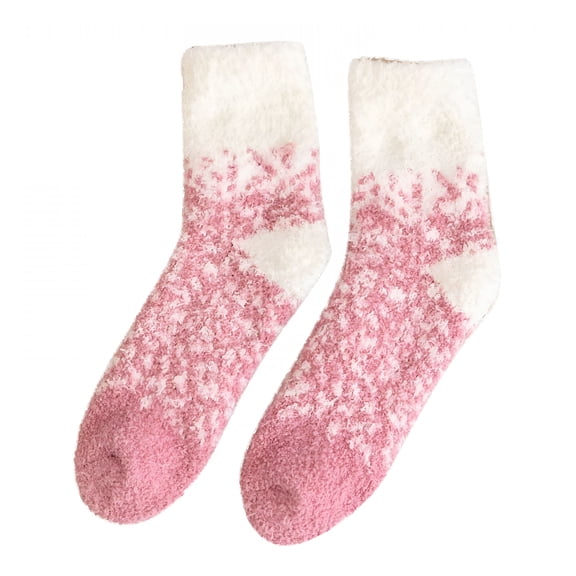 OQRKI Socks for Women Wool Socks for Women Winter Socks Autumn and Winter Mid Tube Socks Fleece Thickened Warm Stockings Fuzzy Socks for Women, Pink One Size