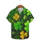 thumbnail image 2 of Ceisia Men's St. Patrick's Day Large & Small Four-Leaf Clover Print Short Sleeve Turndown Collar Stretch Casual Shirt Army Green L Gifts, 2 of 5
