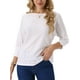 thumbnail image 1 of INSPIRAR CHIC Blusas de Mujer con Manga Murciélago de 3/4 de Manga Verano Casual Blusa de Ojal Cuello Redondo Túnica Camisetas L Blanca, 1 of 6