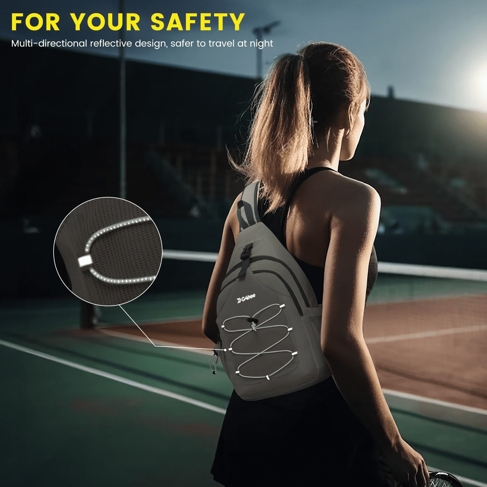G4Free Pickleball Sling Bag for Women - Lightweight Crossbody Sports Bag