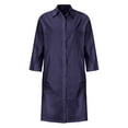 thumbnail image 4 of LYXSSBYX Long Sleeve Dresses Hot Sale Clearance Women's Solid Loose Double Pocket Long Sleeve Solid Cotton and Linen Cardigan Dress, 4 of 8