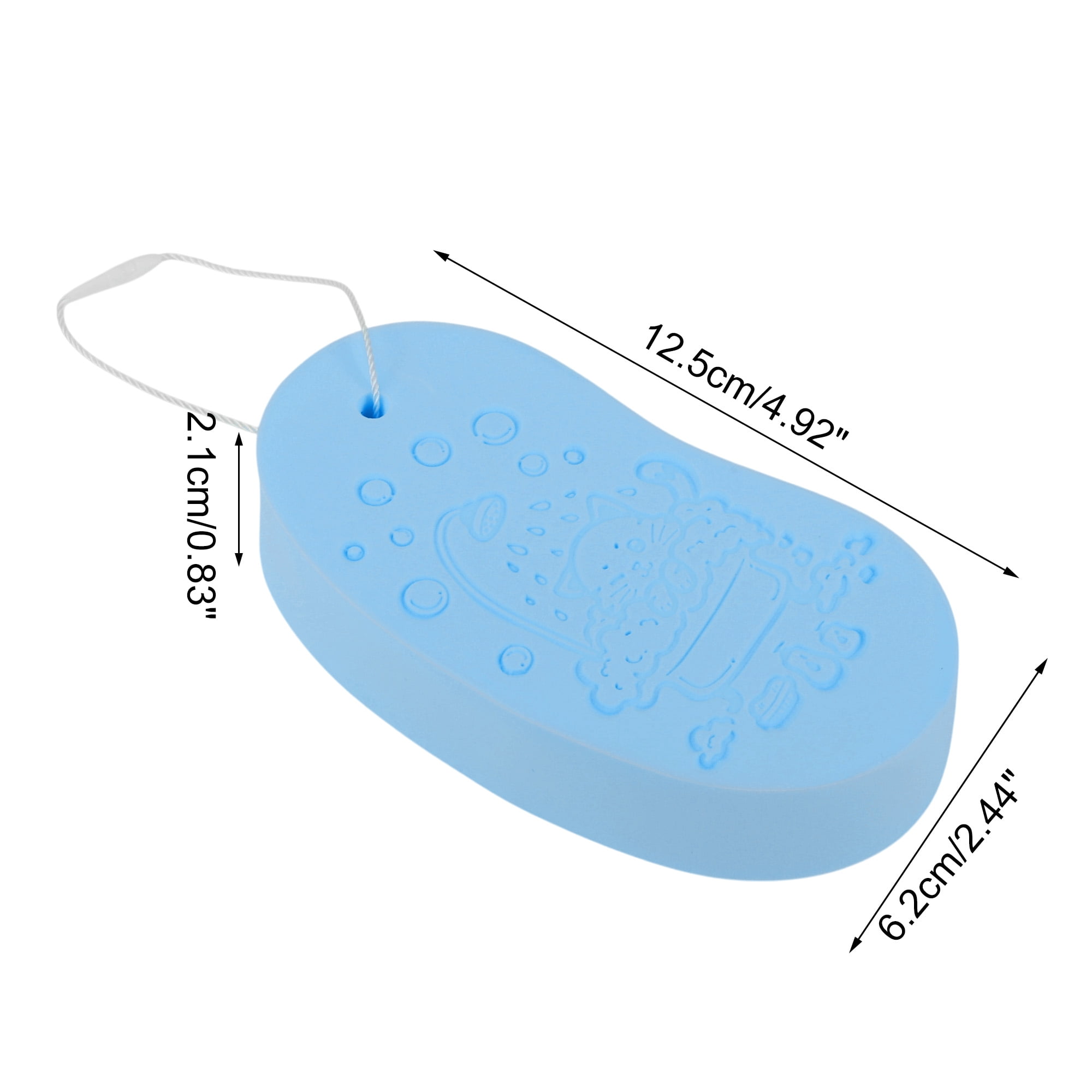 Unique Bargains Cat Pattern Bath Sponge Body Scrubber 1 Pc Sky Blue