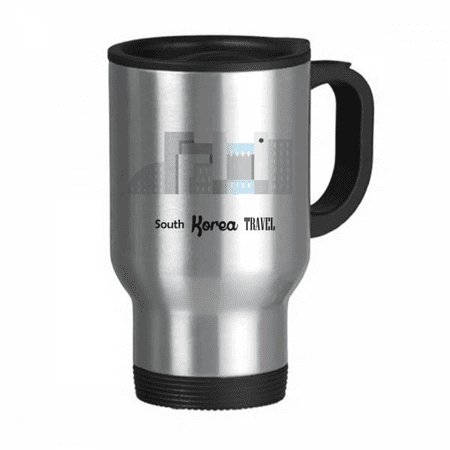 

South Korea Landmarks The Building Travel Mug Flip Lid Stainless Steel Cup Car Tumbler Thermos