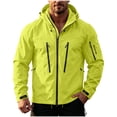 thumbnail image 2 of Fanshiluo Men's Hooded Waterproof Full-Zip Long Sleeve Jacket, Windproof Outdoor Shell Coat with Multiple Zipper Pockets for Men,XXXL,Big and Tall Men, 2 of 9