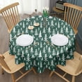 thumbnail image 3 of Green Christmas Tree Pattern Round Tablecloth 60"x60",Wrinkle Wipeable Table Cloth for Kitchen Dining Room Picnic Patio Party, 3 of 6