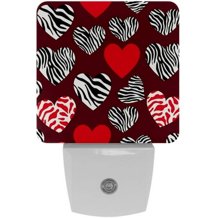 

Night Light Night Lights Plug into Wall 2-Pack Nightlight Plug in Night Light Dusk to Dawn Night Lamp Led Night Light for Adults Kids Room Valentine Leopard Zebras Giraffe Heart Pink