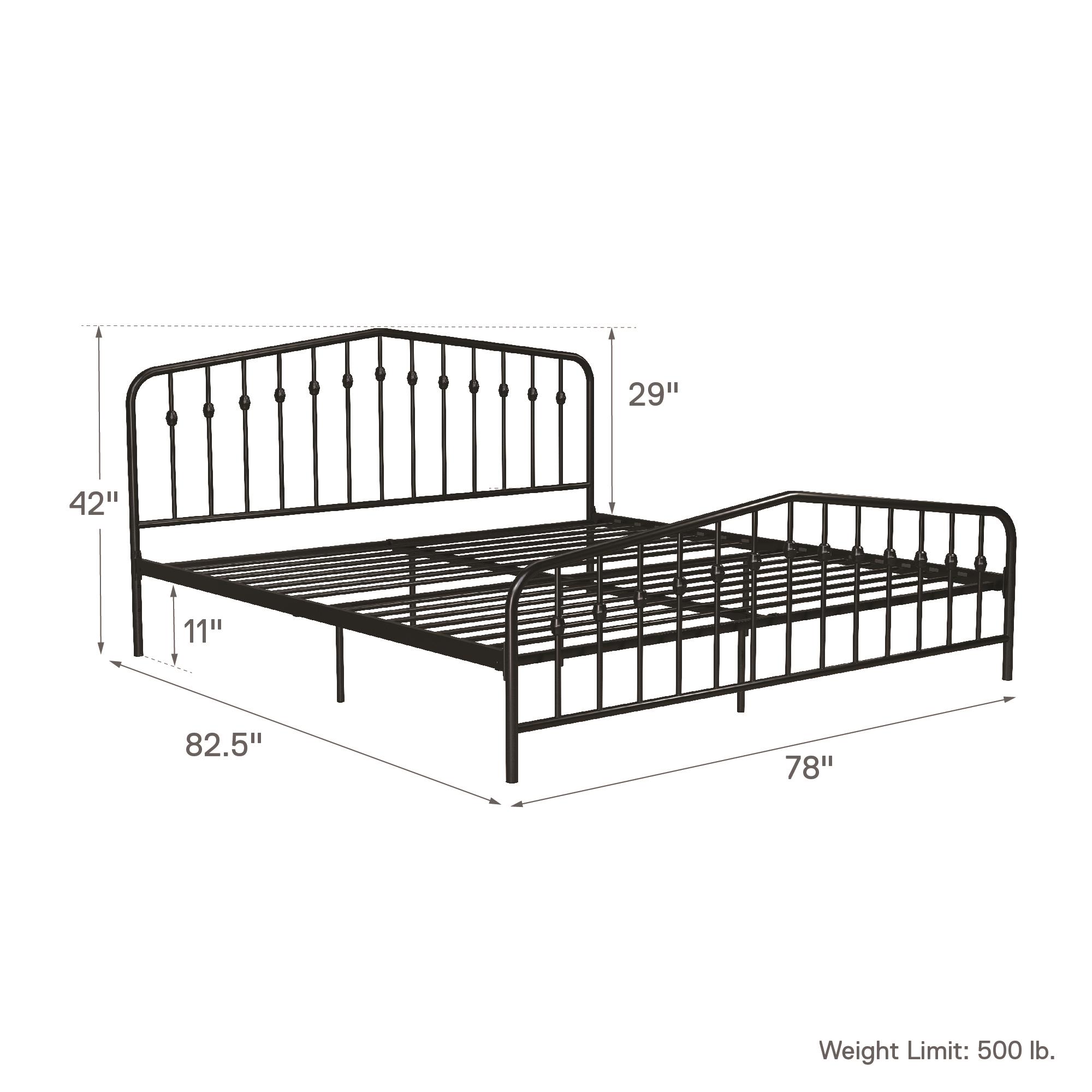 Novogratz Bushwick Metal Bed, King, Black - Walmart.com