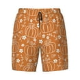 thumbnail image 4 of Lsque Mens Swim Trunks Hand-drawn Pumpkin with Flowers Pattern - Bathing Suit Compression Liner - Beach Swim Shorts Swimwear - (S-3XL) - Stretch Quick Dry -, 4 of 9