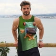 thumbnail image 6 of Daiia Red-Eyed Tree Frog Printed Men's Quick Dry Fit Muscle Tank Top Slim-Fit Tank Workout Tank Top Lightweight Sports Tank Top-3X-Large, 6 of 7